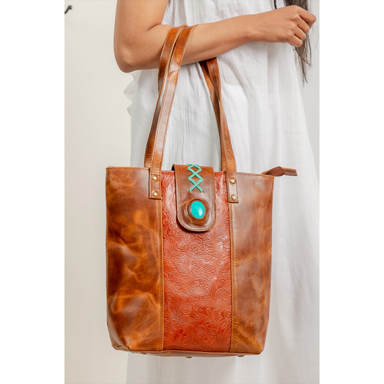 Cowhide Tooling Carving Handbag