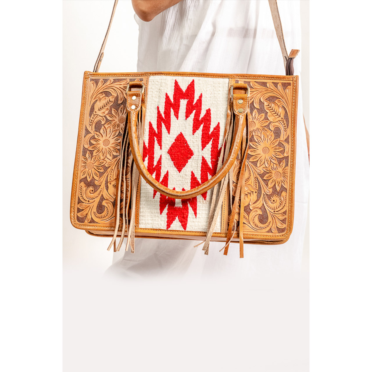 Tooling Carving Saddle Blanket Handbag