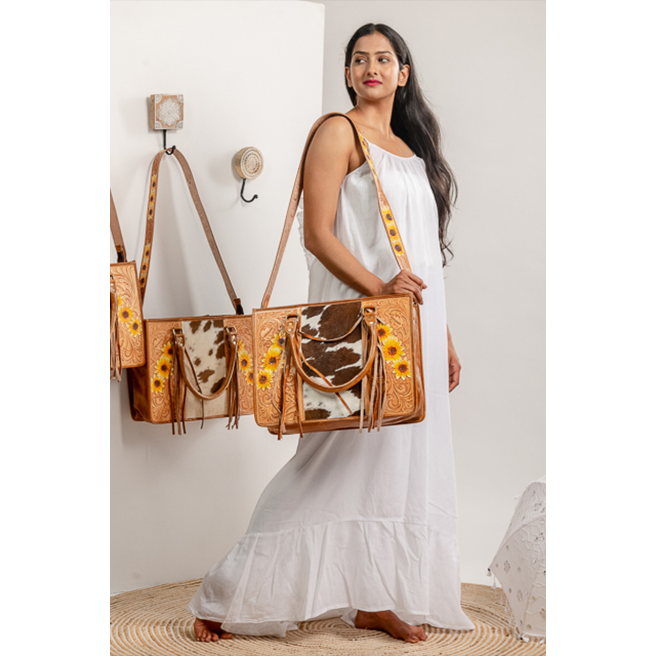 Cowhide Tooling Carving Handbag