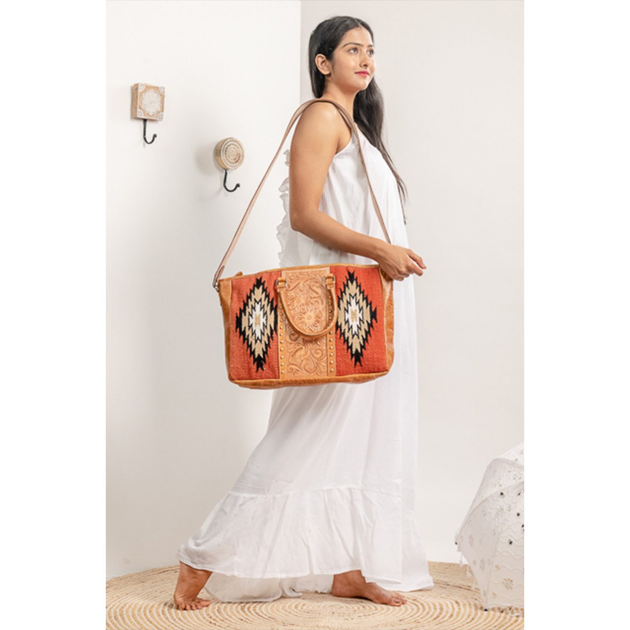 Tooling Carving Saddle Blanket Handbag