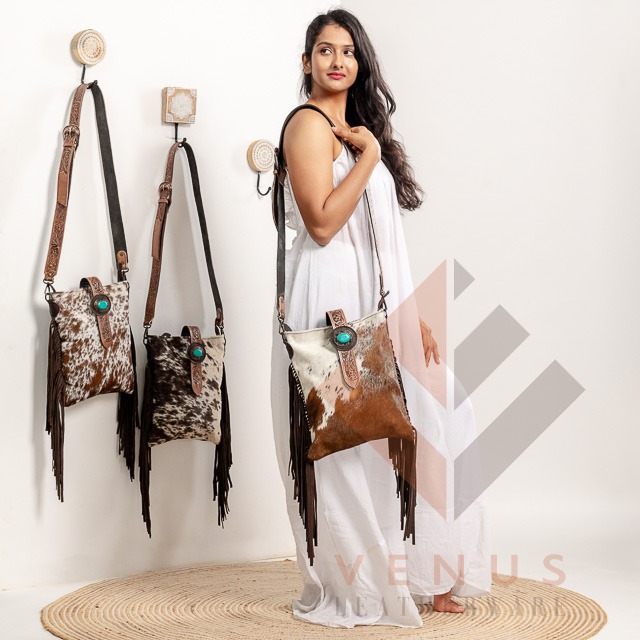 Assorted Tooling Carving Fringe Bag