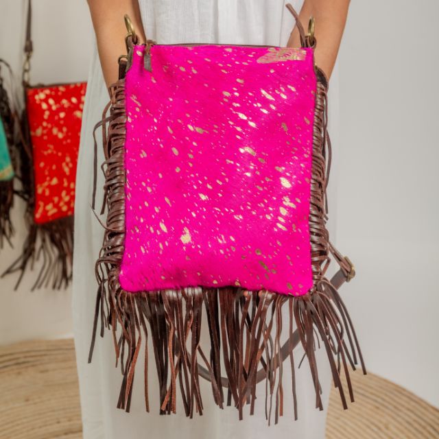 Cowhide Hairon Fringe Bag
