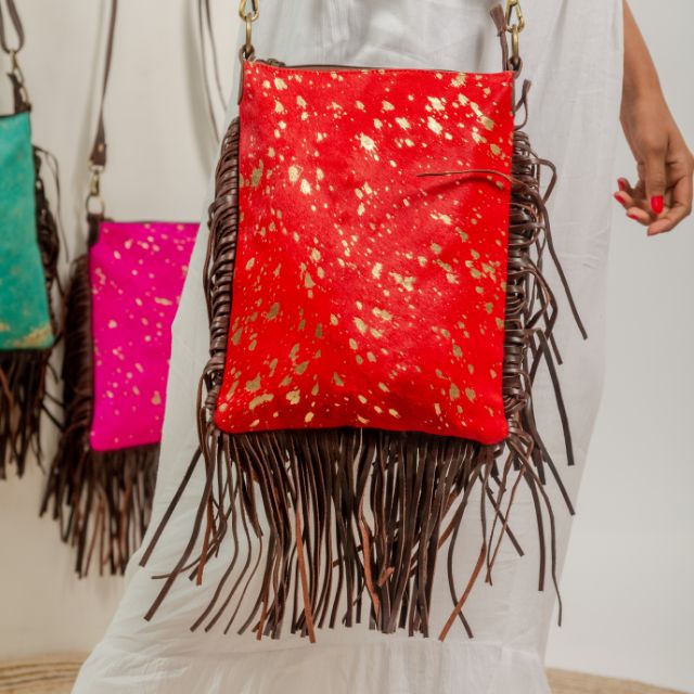 Cowhide Hairon Fringe Bag