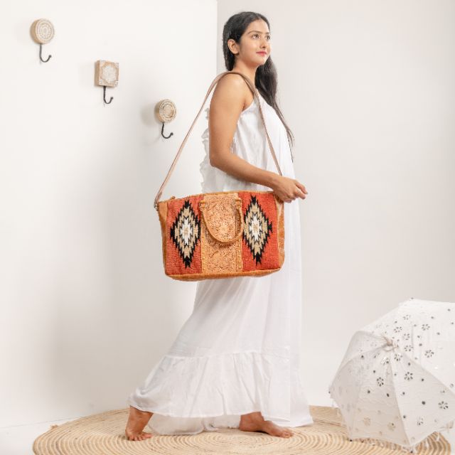 Tooling Carving Saddle Blanket Handbag