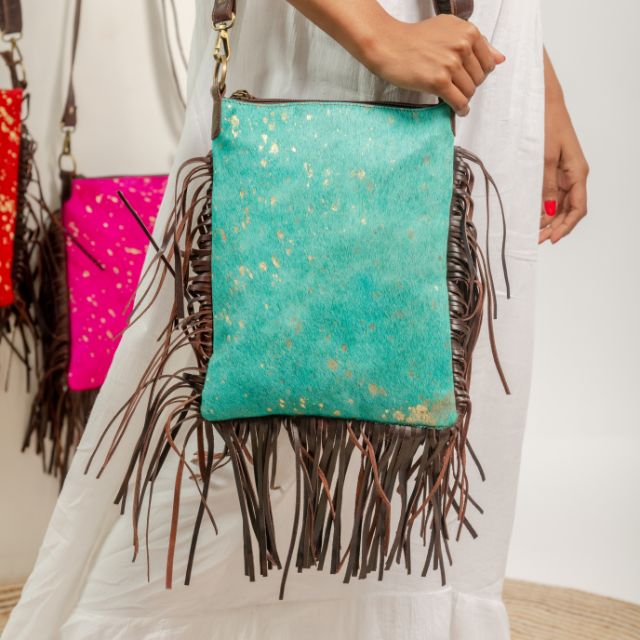 Cowhide Hairon Fringe Bag