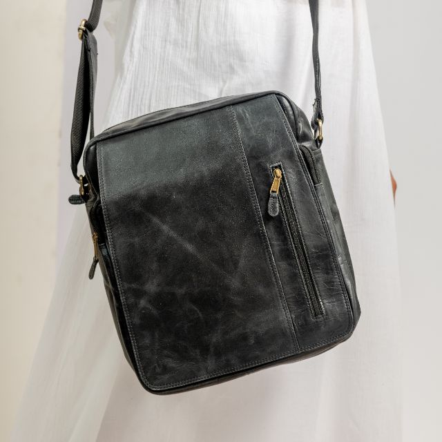 Crunch Leather Sling Bag